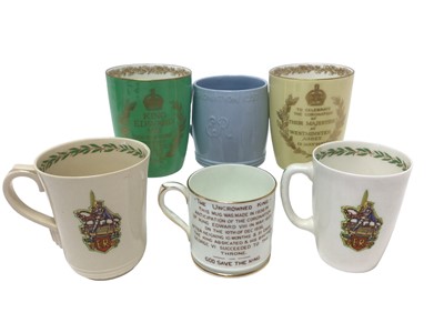 Lot 122 - Five 1930s King Edward VIII Coronation mugs and beakers including Royal Doulton and another for King George VI Coronation (6)