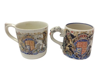 Lot 123 - Two Dame Laura Knight designed King George VI Coronation mugs 1937, 8-8.5cm high