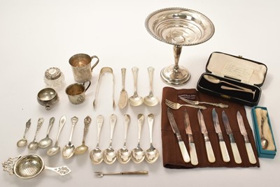 Lot 371 - Selection of miscellaneous silver, including two christening mugs, etc.