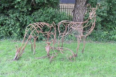 Lot 1285 - Andrew Kay (contemporary) three life size wrought iron sculptures of deer