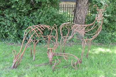 Lot 1285 - Andrew Kay (contemporary) three life size wrought iron sculptures of deer