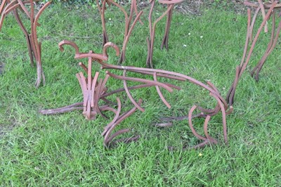 Lot 1285 - Andrew Kay (contemporary) three life size wrought iron sculptures of deer