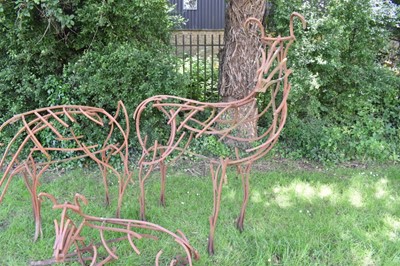 Lot 1285 - Andrew Kay (contemporary) three life size wrought iron sculptures of deer