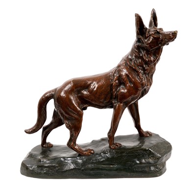 Lot 829 - Louis-Albert Carvin (1875-1951) bronze and patinated bronze  - Alsatian, signed, 41cm long