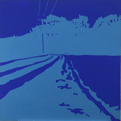 Lot 17 - Mimei Thompson, contemporary, pair of acrylics on canvas - Blue Fields, 71cm square Provenance: Thompson's Gallery, 18 Dover Street, London