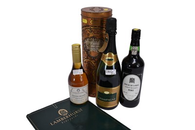Lot 75 - Bottle of the first release English brandy Lamberhurst 35cl, bottle of House of Lords Finest Reserve Port 75cl. and a bottle of Sainsbury's Millenium Champagne Grand Cru Brut Vintage 1995. (3)