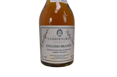 Lot 75 - Bottle of the first release English brandy Lamberhurst 35cl, bottle of House of Lords Finest Reserve Port 75cl. and a bottle of Sainsbury's Millenium Champagne Grand Cru Brut Vintage 1995. (3)