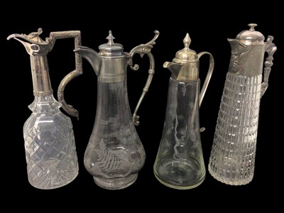 Lot 851 - Victorian cut glass claret jug of tapered form, three others