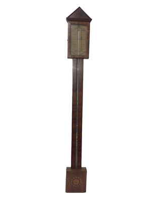 Lot 671 - George III mahogany stick barometer of Scottish style with inlaid panel to base panel