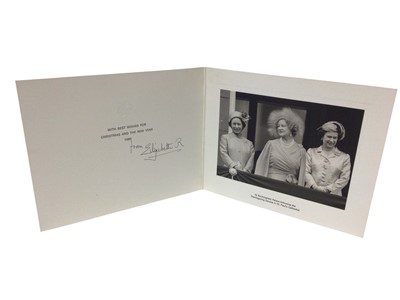 Lot 137 - H.M.Queen Elizabeth The Queen Mother, three signed Christmas cards for 1980, 1981 and 1982 each with gilt embossed crown to cover,  photograph of Her Majesty to the interior and signed in ink 'from...