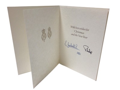 Lot 138 - H.M.Queen Elizabeth II and H.R.H. The Duke of Edinburgh, signed 1981 Christmas card with colour photograph of the 1981 Royal Wedding to the cover, Royal cyphers to the interior and signed in ink '...