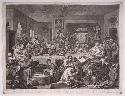 Lot 1057 - William Hogarth - the Election Series 4 Plates - Plate 1 - "An Election Entertainment" (3rd or 6th State) "To the Right Honourable Henry Fox.  This Plate is humbly inscribed by his most obedient hu...