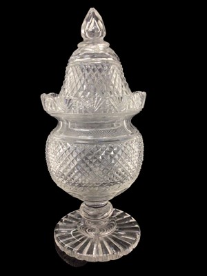 Lot 313 - Large 19th century Irish cut glass sweetmeat jar and cover