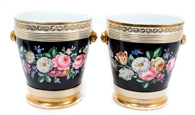 Lot 312 - Pair of 19th century Paris porcelain jardinieres on stands