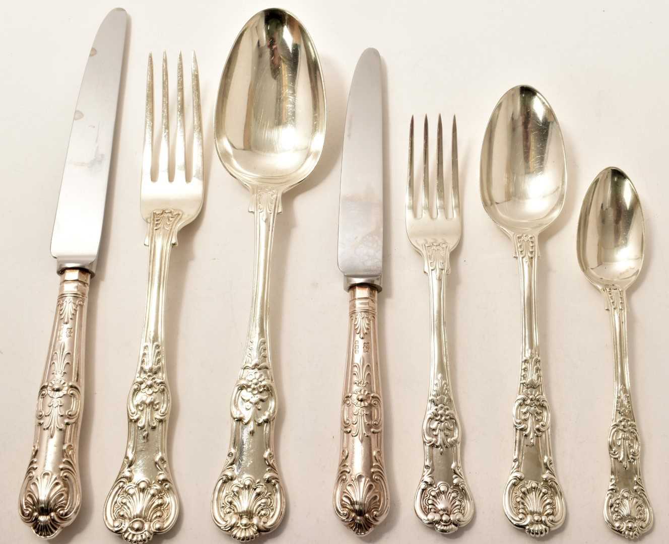 Lot 387 - 19th century matched service of Queen's pattern silver cutlery