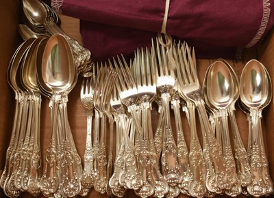 Lot 387 - 19th century matched service of Queen's pattern silver cutlery