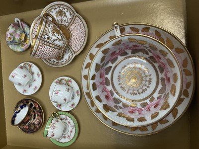 Lot 589 - Fine quality late 19th century Coalport porcelain cabinet cup and saucer, Edwardian miniature porcelain cups and saucers including Coalport and a Royal Crown Derby