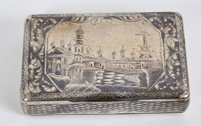 Lot 1632 - 19th century Russian silver and niello work snuff box