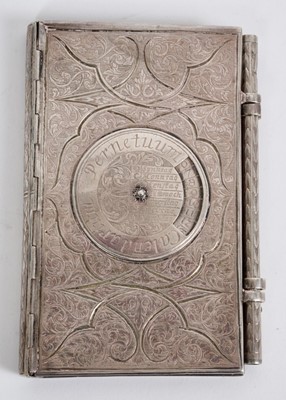 Lot 1634 - Highly unusual 19th century Continental silver pocket calendar