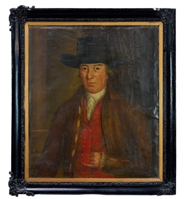 Lot 938 - English School, late 18th century, oil on canvas - Portrait of a Gentleman, believed to be George Gordon, 3rd Earl of Aberdeen, inscribed verso, 75cm x 65cm, framed