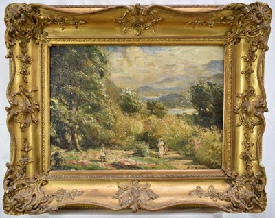 Lot 1033 - Robert Fowler, late 19th century, oil on canvas - Extensive Summer Landscape, signed, 41cm x 57cm, in gilt frame