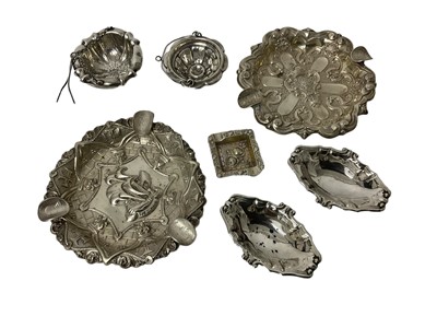 Lot 1660 - Group of continental silver, including pair of ashtrays, pair of salts, other items