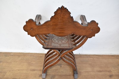 Lot 1318 - 19th century Neopolitan walnut and bone inlaid X-frame chair