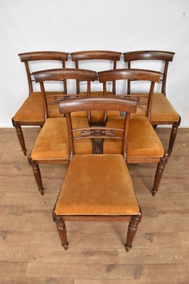 Lot 1111 - Set of six Regency rosewood bar back dining chairs