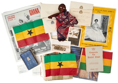 Lot 162 - British Colonial Africa, an interesting selection of 1950s and 1960s Royal ephemera collected by the daughter of a British Engineer in East Africa including a black felt doll wrapped in two printed...