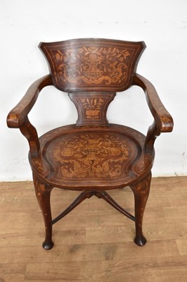 Lot 1112 - Early 19th century Dutch walnut and floral marquetry desk chair