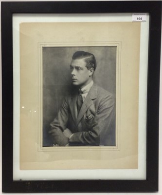 Lot 164 - H.R.H. Edward Prince of Wales ( later The Duke of Windsor) 1920s portrait photograph of the Prince wearing a tweed suit, in glazed frame 51 x 43cm