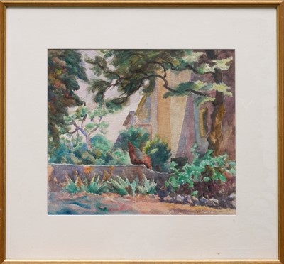 Lot 1060 - Attributed to Roger Fry (1866-1934) watercolour - Mediterranean Garden, 34cm x 39cm, in glazed frame Provenance: purchased in these Rooms by the vendor from the sale of the artists granddaughter