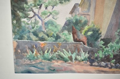Lot 1060 - Attributed to Roger Fry (1866-1934) watercolour - Mediterranean Garden, 34cm x 39cm, in glazed frame Provenance: purchased in these Rooms by the vendor from the sale of the artists granddaughter