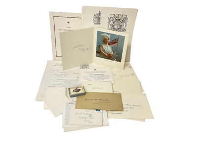 Lot 185 - H.M.Queen Elizabeth The Queen Mother, signed 1967 Christmas card , lot 1970s Ceremonials including the Marriage of Princess Anne, medal citations and other Royal ephemera.