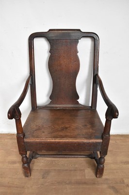 Lot 1263 - Early 18th century oak wainscott armchair