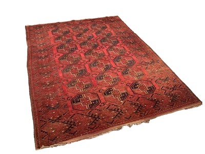 Lot 1291 - Tekke rug, with three rows of seven quartered medallions