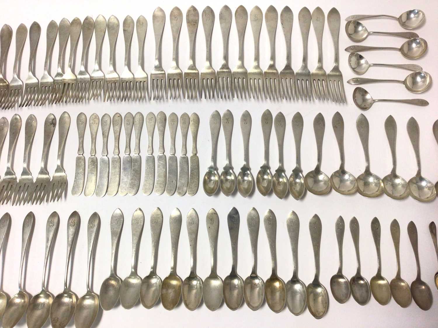 Lot 440 - American Sterling silver canteen of cutlery and flatware, approximately 106oz.