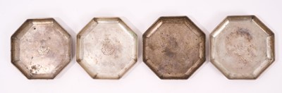 Lot 1666 - Set of four silver octagonal coasters, by H H Plante, London 1914