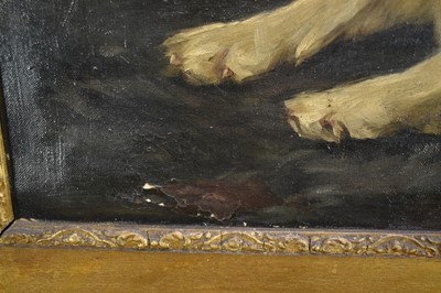 Lot 1079 - Florence Jay (act.1905-1920) oil on canvas - A Collie, signed, 51cm x 76cm, in gilt frame