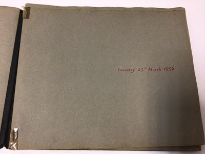 Lot 5 - 1950s Royal photograph album formerly the property of The Queen's Head Chauffeur Mr William Leslie Chivers R.V.M. Containing photographs of the Royal Visit to Coventry 23rd March 1956 including ima...