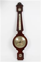 Lot 824 - Early 19th century banjo barometer thermometer...