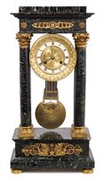 Lot 825 - 19th century four-pillar mantel Clocksck with...