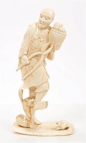 Lot 666 - Late 19th century Japanese carved ivory figure...