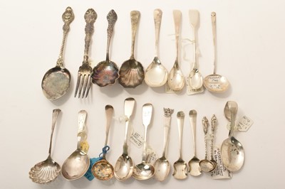 Lot 468 - Collection of miscellaneous Georgian and later silver condiment, sifter and other spoons