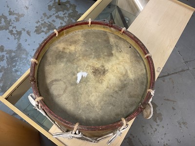 Lot 775 - First World War period military drum for the 8th (Service) Bn. The Buffs (East Kent) Regt. with hand painted regimental badges and insignia and battle honours up to the Boer War.