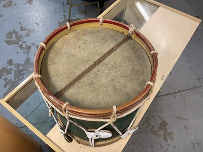 Lot 775 - First World War period military drum for the 8th (Service) Bn. The Buffs (East Kent) Regt. with hand painted regimental badges and insignia and battle honours up to the Boer War.