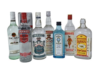 Lot 68 - Seven bottles, to include Bombay Sapphire gin, Smirnoff vodka and other spirits