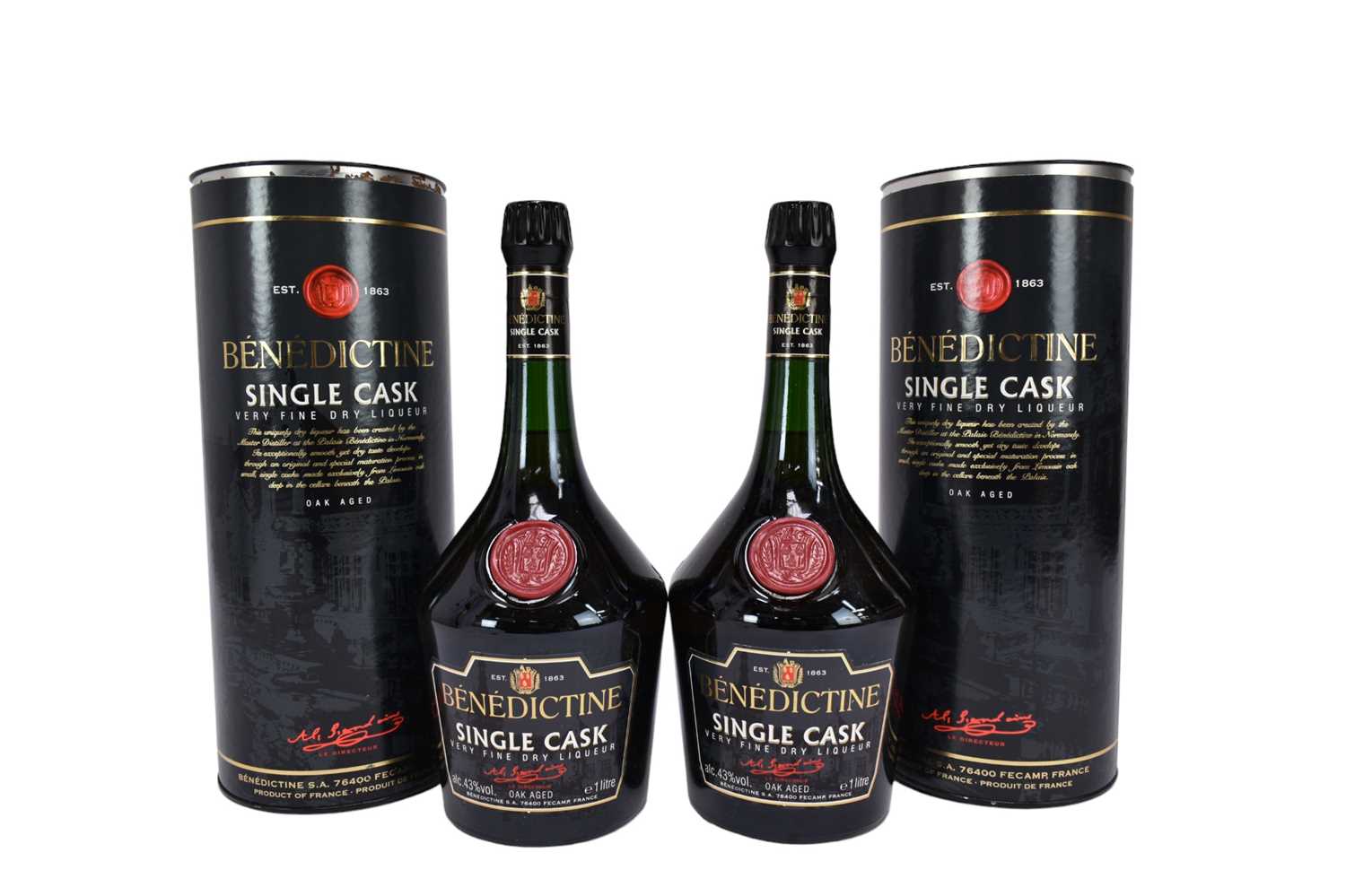 Lot 81 - Two bottles, Benedictine Single Cask Very Fine Dry Liqueur, 43% vol, 1 litre, in orignal card tubes