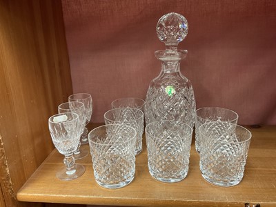 Lot 218 - Waterford crystal decanter and set of six whisky tumblers and three other Waterford glass