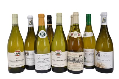 Lot 38 - Nine bottles, to include: Daniel-Etienne Defaix Chablis Premier Cru 2000 (2), Louis Carillon Puligny Montrachet 2009 (2), Montagny 1er Cru 2007 (2) and others